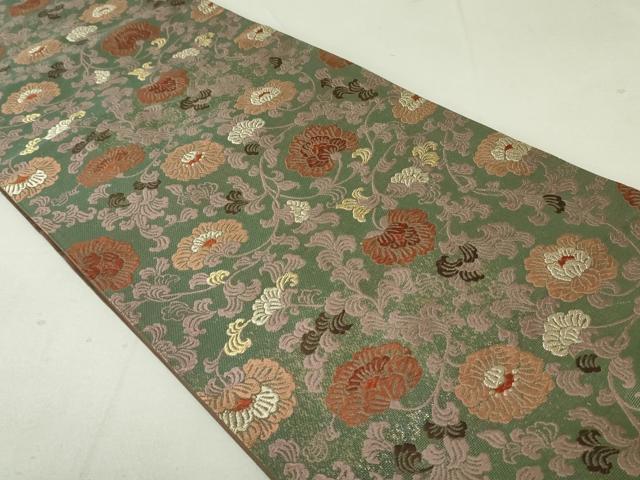 平和屋着物○六通柄袋帯 唐織 牡丹唐草文 金銀糸 正絹 逸品