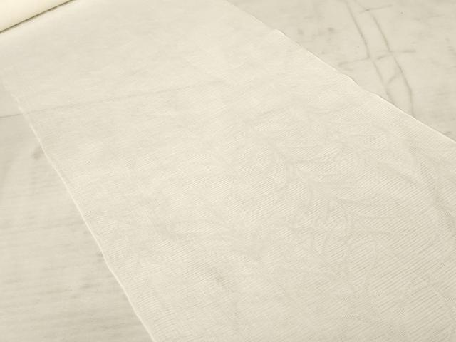 平和屋著物▼夏物　長襦袢　反物　著尺　美奈登織　絽　芝地紋　生成り色　小千谷織物　柴孫　麻　逸品　未使用　AAAU3551uw