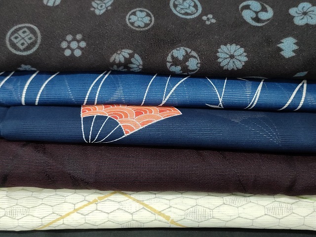 平和屋本店■1円 夏物 小紋 絽 紗 洗える著物 まとめて20點(diǎn) 鶴 人物 風(fēng)景 花柄 型染め 著用可能多數(shù) se3298