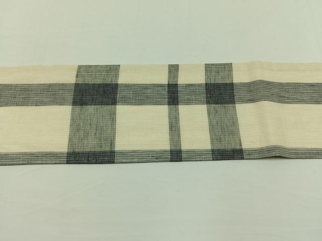 平和屋著物＊夏物　九寸名古屋帯　格子文　正絹　逸品　AAAW3909jh