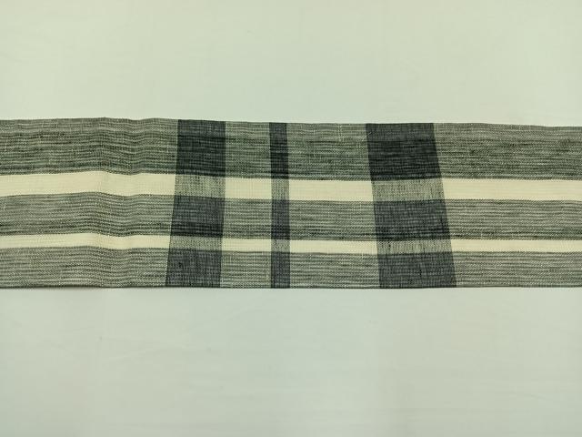 平和屋著物＊夏物　九寸名古屋帯　格子文　正絹　逸品　AAAW3909jh