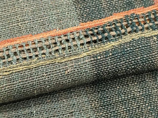 平和屋著物＊夏物　両面　半幅帯　紬地　抽象文様　正絹　逸品　DAAT7018cm