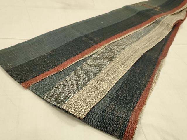平和屋著物＊夏物　両面　半幅帯　紬地　抽象文様　正絹　逸品　DAAT7018cm