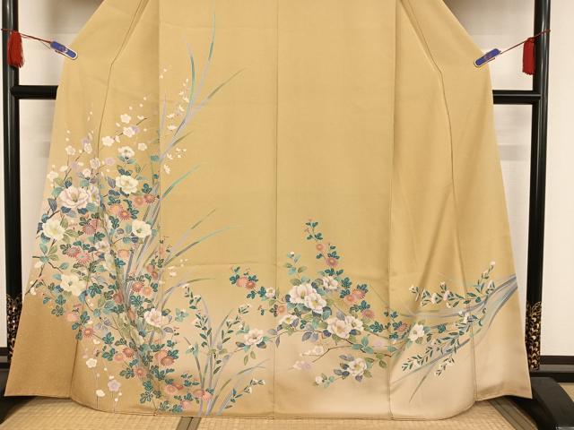 極上　訪問着　友禅　風景草花文　暈し染め　正絹　逸品 極上 訪問着 友禅 風景草花文 暈し染め 正絹 逸品