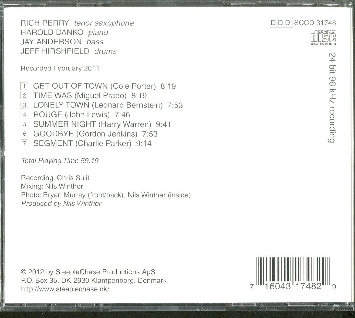 CD / RICH PERRY / TIME WAS / Ricci * Perry / зарубежная запись STEEPLECHASE SCCD 31748 5F06N