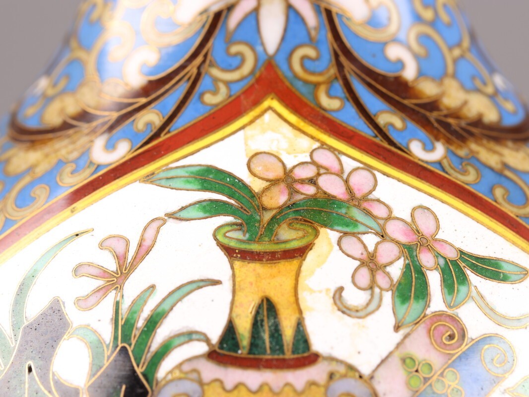 中国古玩 唐物 古七宝 七宝焼 花瓶 時代物 極上品 初だし品