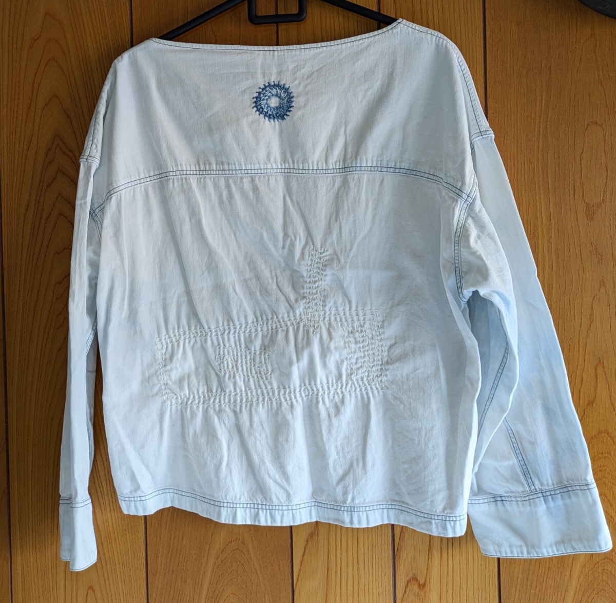 ハンドメイド　リメイク　トップス　ボーダーシャツ