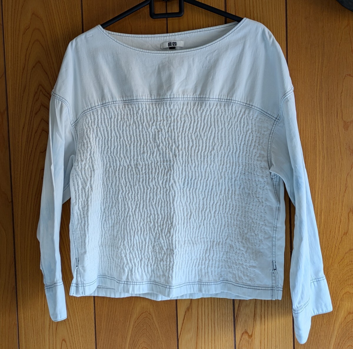ハンドメイド　リメイク　トップス　ボーダーシャツ