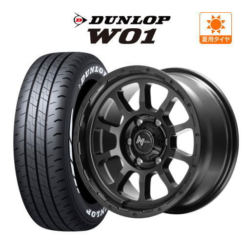 200系 ハイエース ホイール 4本 MID ナイトロパワー M10 パーシング BARREL BLACK ダンロップ W01 215/60R17_画像1