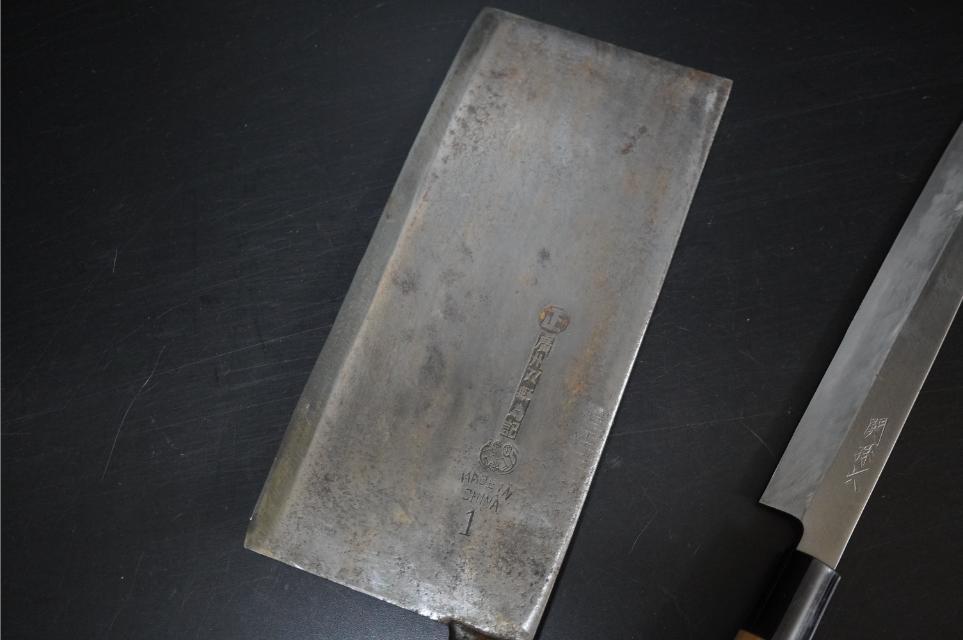 D5558-2 料理包丁 全3本 [左用 関孫六 刺身包丁] [安鋼 作 出刃包丁] [廣州雙獅為記 中華包丁] 和包丁 中華包丁