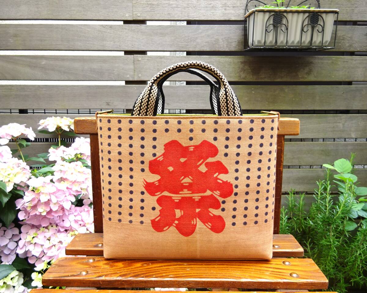 ◇送料無料◇レア品□柿渋染め 祭＆豆絞り 手ぬぐい ミニトート