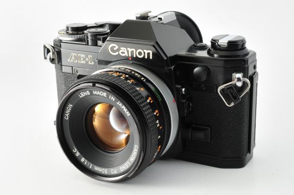 Canon キヤノン AE-1 Black 35mm SLR Film Camera フィルムカメラ FD 50mm f/1.8 S.C レンズ 2505032