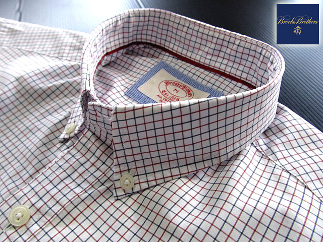 ★100円スタート！ブルックスブラザーズ BROOKS BROTHERS ボタンダウンシャツ 長袖 Mサイズ 希少品 ハンサムチェック ブラック×レッ??