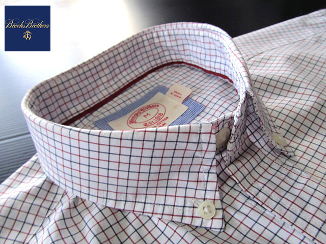 ★100円スタート！ブルックスブラザーズ BROOKS BROTHERS ボタンダウンシャツ 長袖 Mサイズ 希少品 ハンサムチェック ブラック×レッ??