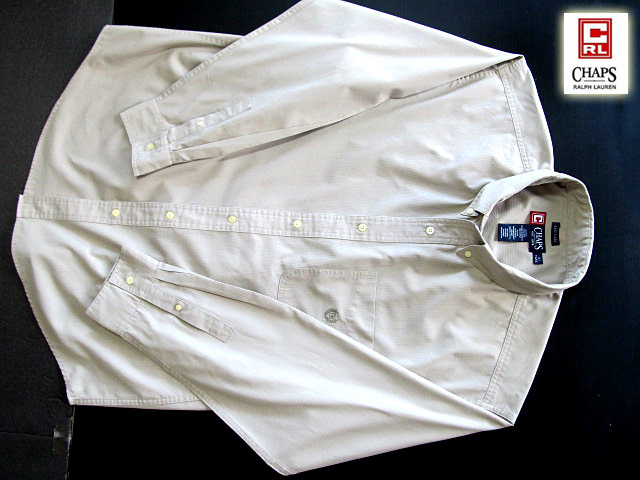 ★300円スタート！美品 チャップス ラルフローレン CHAPS RALPH LAUREN ボタンダウンシャツ 長袖 XLサイズ 希少品 プレミアム?カーキ