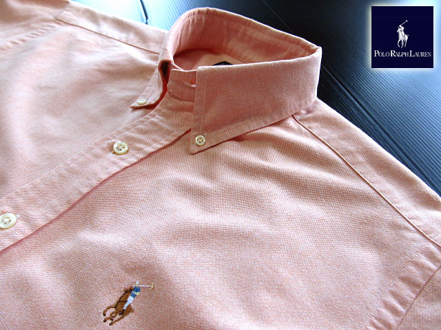 ★100円スタート！ラルフローレン RALPH LAUREN ボタンダウンシャツ?オックスフォード 長袖 Mサイズ 希少品 ラルフプレミアム?オレンジ
