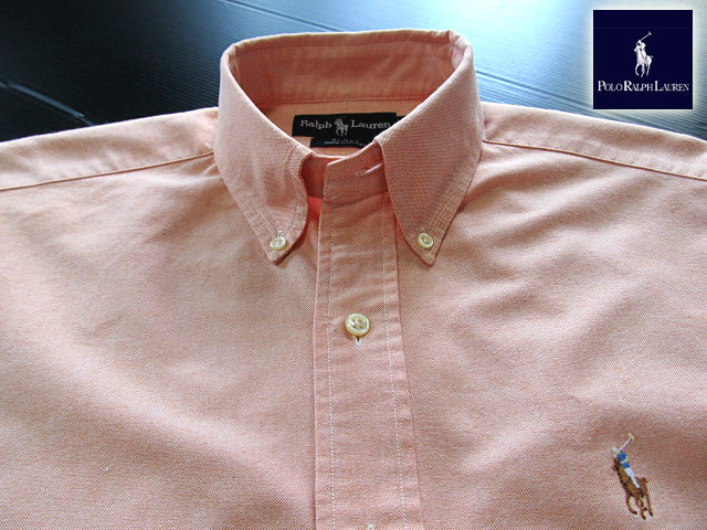 ★100円スタート！ラルフローレン RALPH LAUREN ボタンダウンシャツ?オックスフォード 長袖 Mサイズ 希少品 ラルフプレミアム?オレンジ