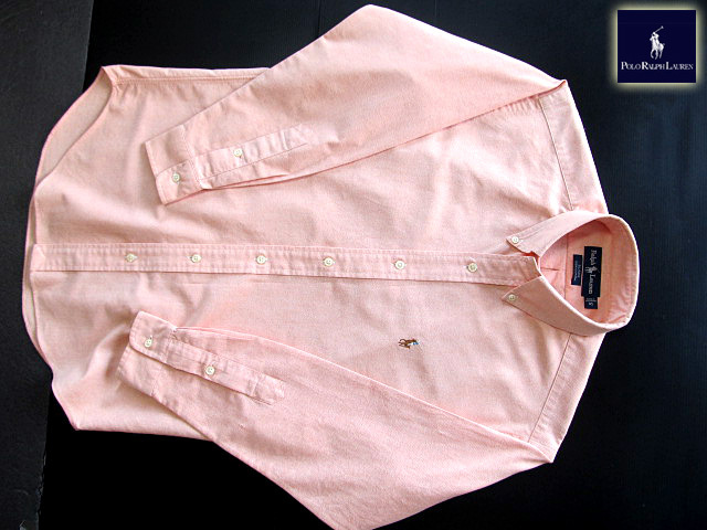 ★100円スタート！ラルフローレン RALPH LAUREN ボタンダウンシャツ?オックスフォード 長袖 Mサイズ 希少品 ラルフプレミアム?オレンジ