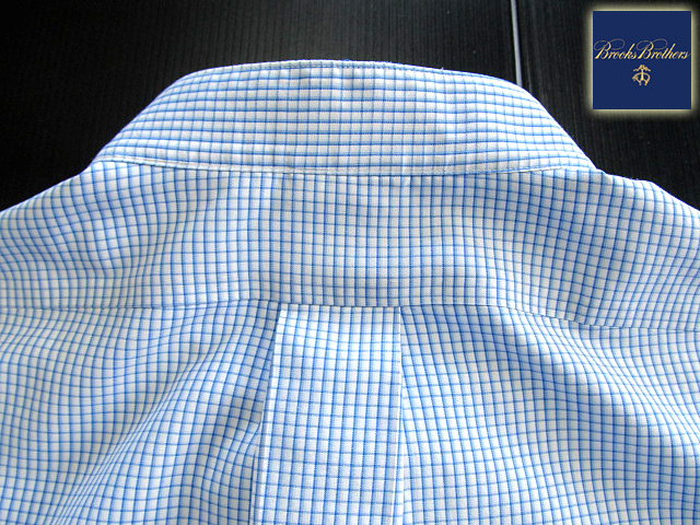 ★100円スタート！ブルックスブラザーズ BROOKS BROTHERS バンドカラーシャツ 長(zhǎng)袖 Lサイズ 希少品 ハンサムチェック ブルー×ホワイト