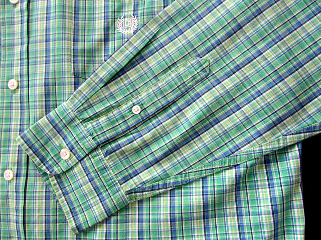 ★300円スタート！チャップス ラルフローレン CHAPS RALPH LAUREN ボタンダウンシャツ 長(zhǎng)袖 XLサイズ 希少品 ハンサムチェック グリーン