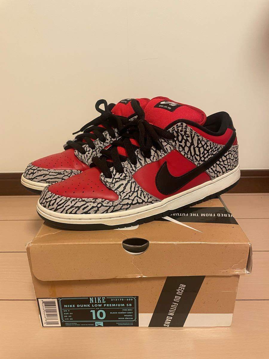 SUPREME× SB DUNK LOW PRO PREMIUM "RED CEMENT" 313170-600 (ファイヤーレッド/ブラック/セメントグレー)