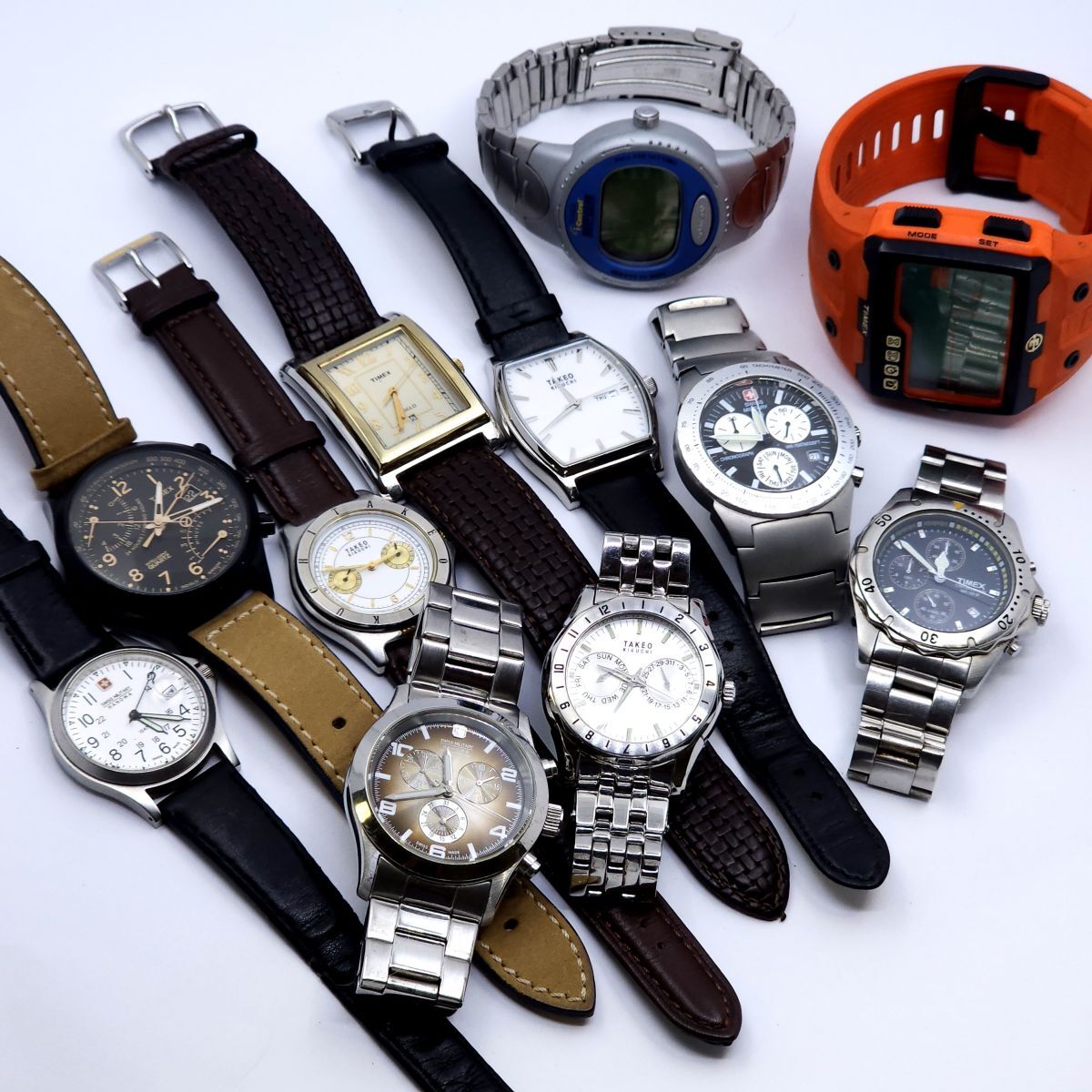 1円 まとめ タイメックス?Sミリタリー?Tキクチ QZ 電池切れ ジャンク品 11本セット メンズ KN0861T（KK 02）