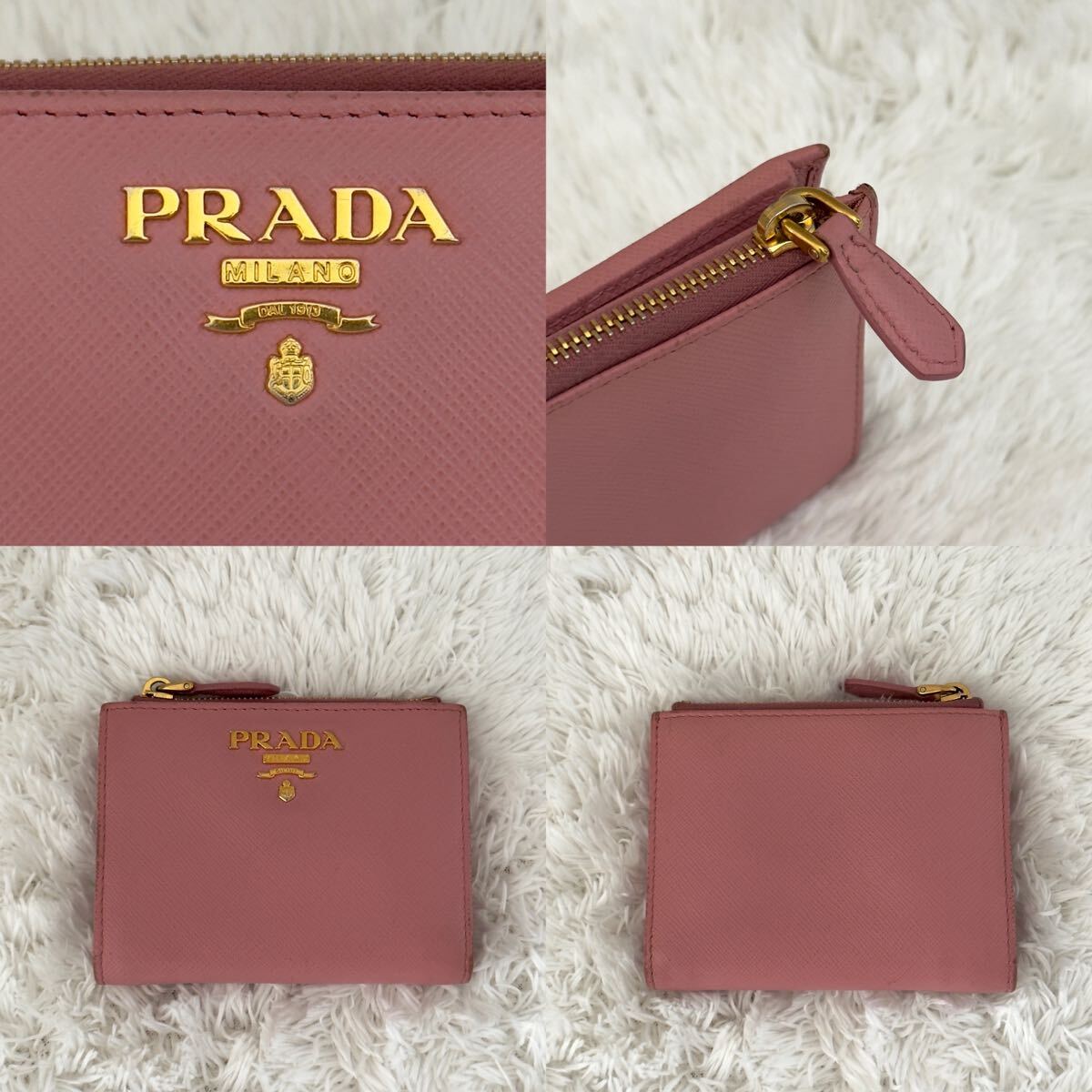 PRADA サフィアーノレザー 2つ折り　長財布　希少カラー　ゴールド SAFFIANO（PRADA） プラダ 財布 二つ折り長財布 サフィアーノ