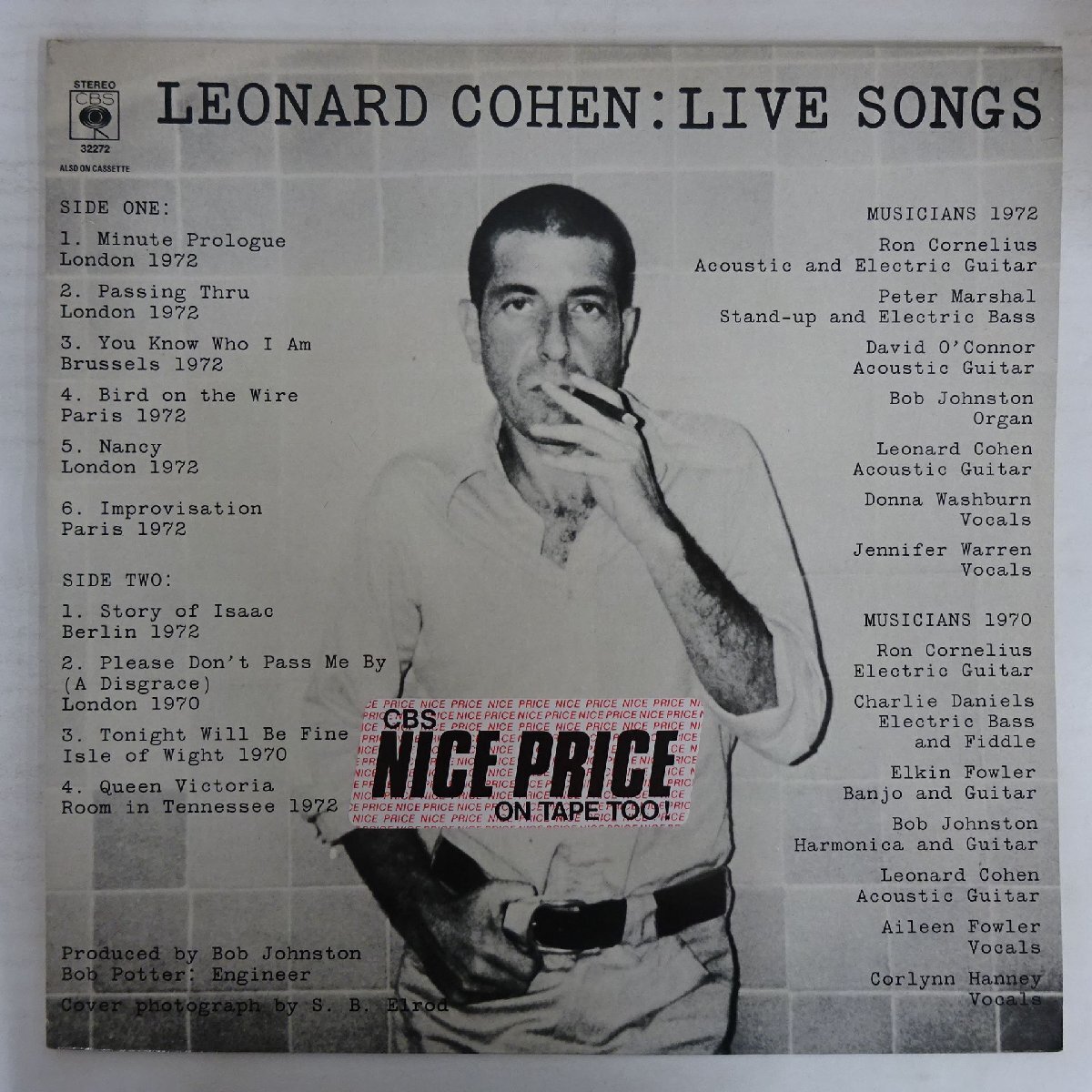 11229233;[ почти прекрасный запись /UK запись ]Leonard Cohen / Live Songs