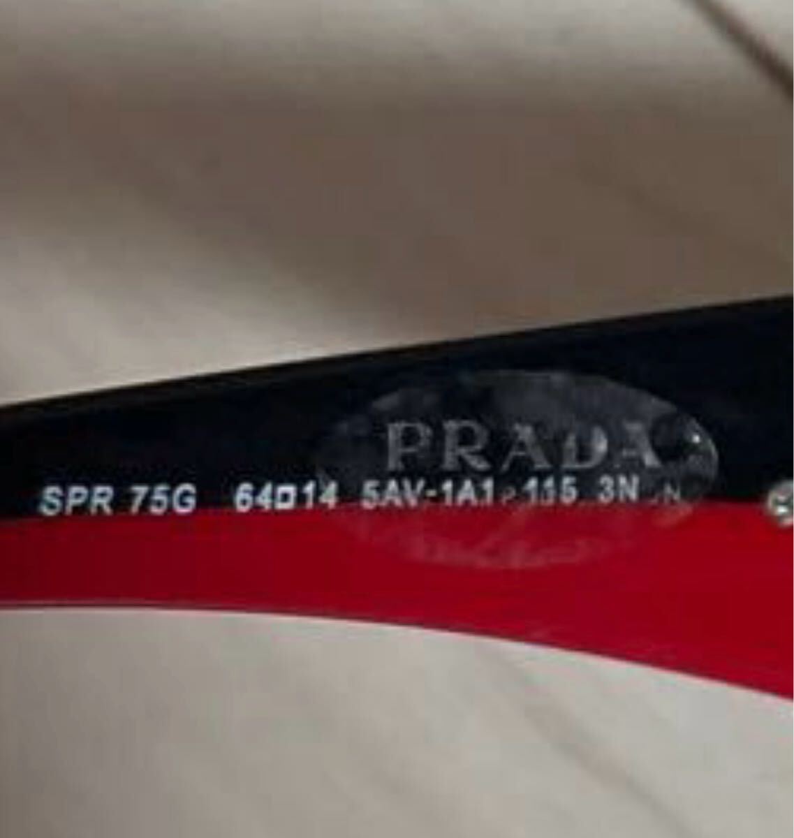 １円スタート【美品】PRADA サングラス SPR 75G 5AV-1A1 付屬品完備 ラインアロッサ　赤ライン