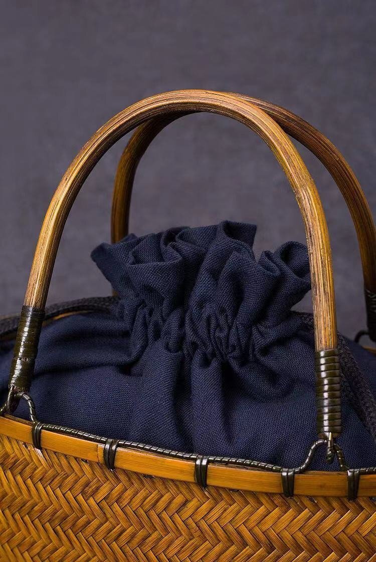 強(qiáng)力推薦★美品★竹バスケット 収納かご おしゃれ竹籠　編み 取っ手 持ち手 　手作りトートバスケット