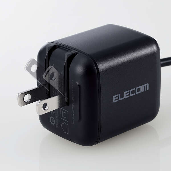USB AC充電器 最大出力45W USB Power Delivery対応 USB Cケーブル一體型 ケーブルが脫落しないので安心充電: ACDC-PD8345BK