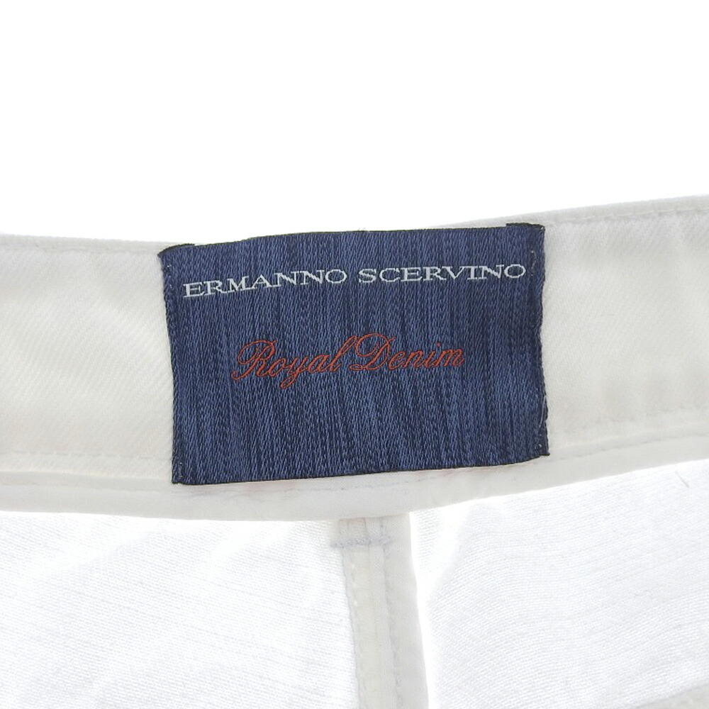 超美品 エルマノシェルビーノ ERMANNO SCERVINO 現(xiàn)行 高級ライン ROYAL DENIM ダメージ加工 スワロビジュー デニム パンツ 42 白