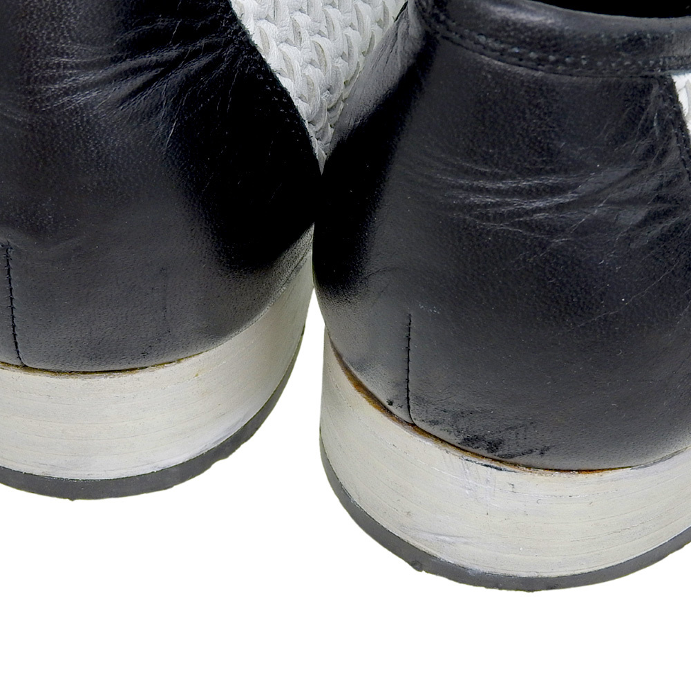 美品 シャネル CHANEL 現行ロゴ イントレチャート ココマーク アーモンドトゥ ローファー 43 27-27.5cm モノトーン バイカラー_画像4