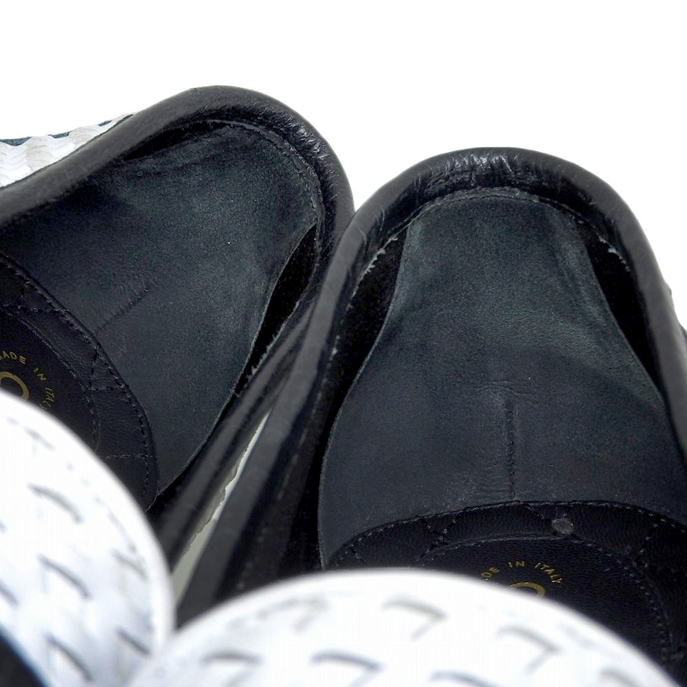 美品 シャネル CHANEL 現行ロゴ イントレチャート ココマーク アーモンドトゥ ローファー 43 27-27.5cm モノトーン バイカラー_画像7