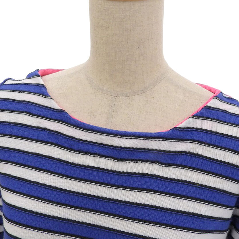 超美品 ソニアリキエル Soniarykiel 2015年商品 コットン100% ボートネック ボーダー ニット ワンピース S 15ss