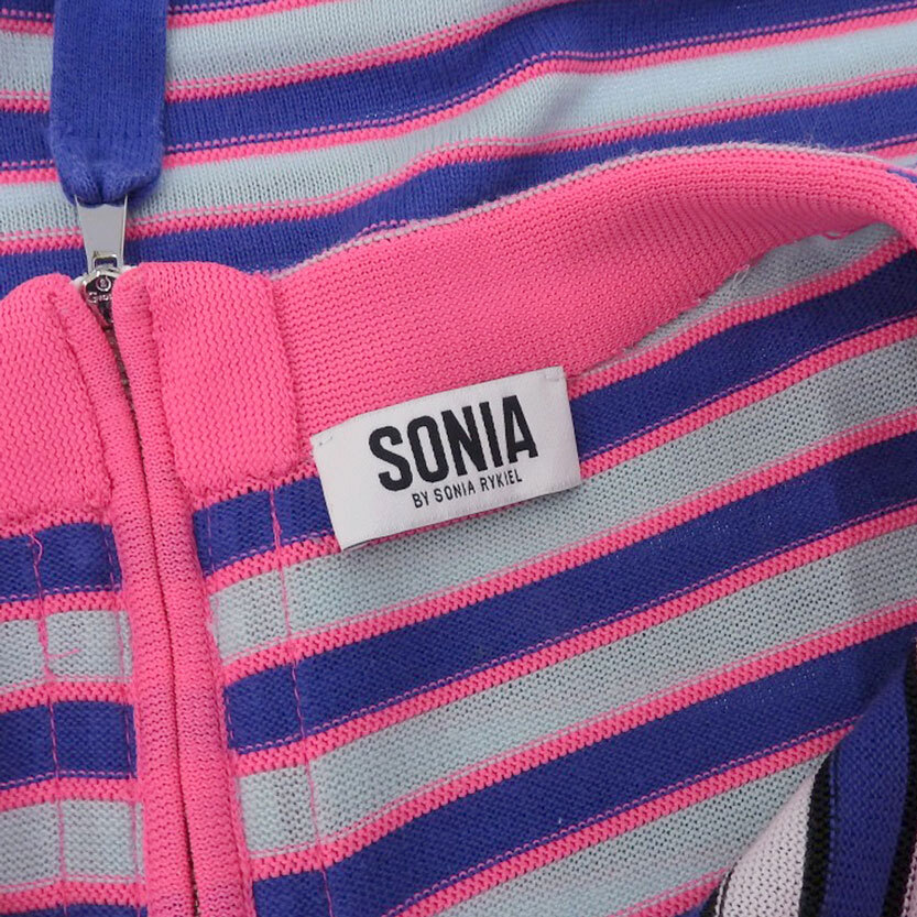 超美品 ソニアリキエル Soniarykiel 2015年商品 コットン100% ボートネック ボーダー ニット ワンピース S 15ss