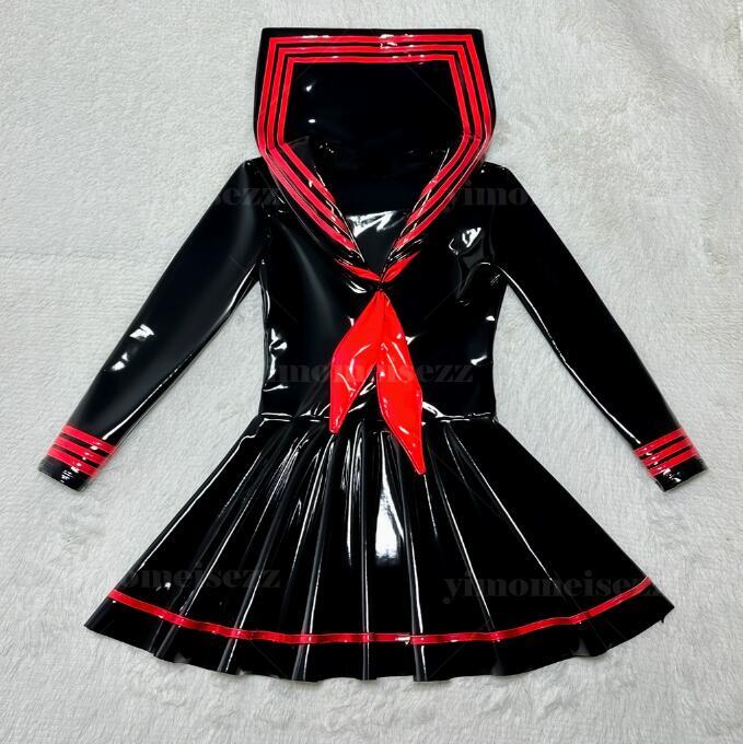 上質黒5XL 超光沢 可愛いセーラー風ワンピースト コスプレ JK制服 キャンギャル ハロウィン仮装 変装 撮影会 イベント コスチューム_画像1