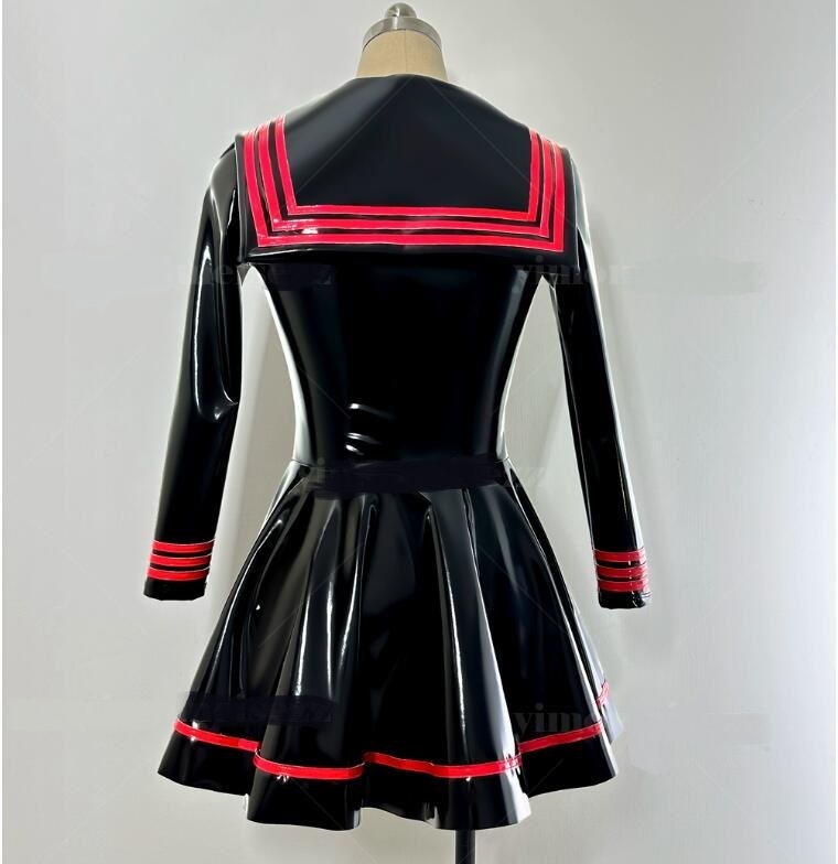 上質黒5XL 超光沢 可愛いセーラー風ワンピースト コスプレ JK制服 キャンギャル ハロウィン仮装 変装 撮影会 イベント コスチューム_画像4