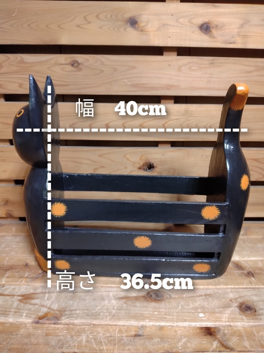 アジアン雑貨　木制 ネコの親子　マガジンラック＆ティッシュケース　ディスプレイ　インテリア　バリ貓?、? bimg=