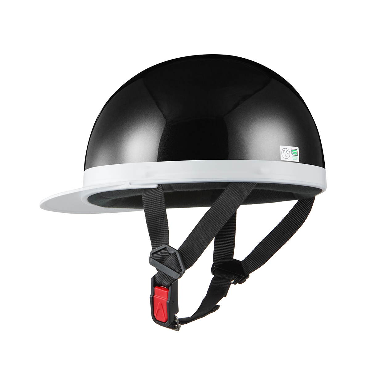 バイクヘルメット 半キャップ 半ヘル 白ツバ XLサイズ 61~62cm SG規(guī)格 PSCマーク取得 ハーフヘルメット ヘルメット ブラック オートバイ