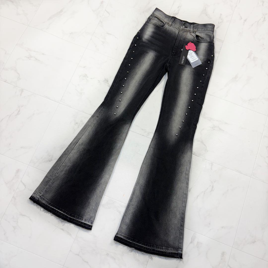 ANDWANG フレアデニムパンツ andwang Washed flare denim pants 黒 S デニムパンツ フレア