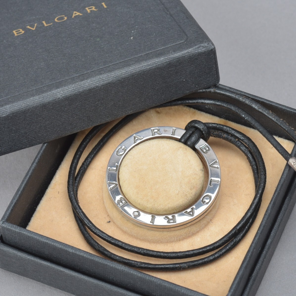 良品 ブルガリ BVLGARI キーリング SV 1498AR 925 12.4g B-ZERO1 箱/紐付き STERLING ビーゼロワン シルバー ネックレス#60※0612-77/TLk.d