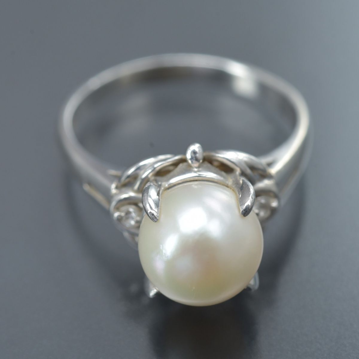 美品 本真珠 リング Pt900 ダイヤモンド 0.03ct パール8.3mm 重さ4.8g 11號/約16.4mm ホワイト プラチナ 指輪 ジュエリー#N※0525-63/TLb.k