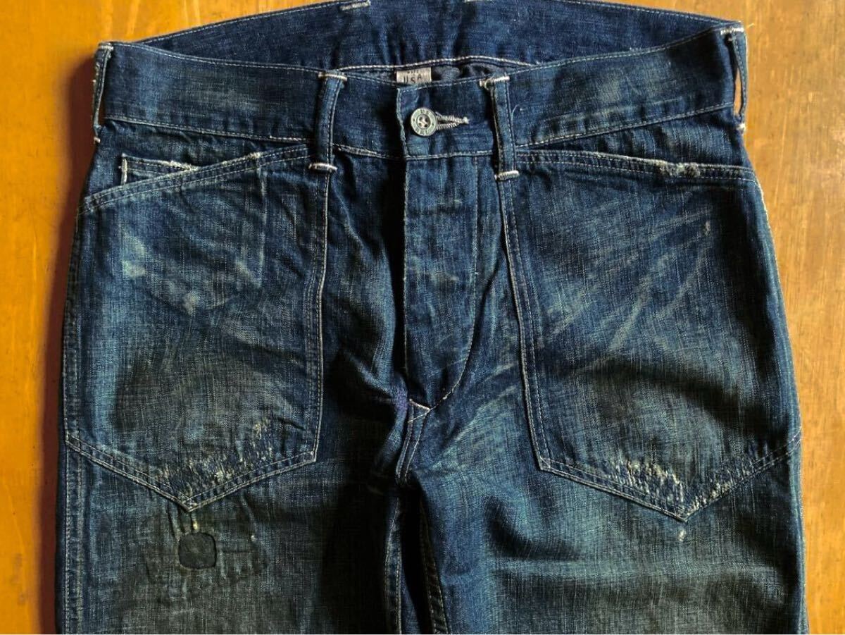 名作 RRL BOZEMAN バックルバックデニムパンツ 29 USA制 40s US ARMYモチーフ USN (ラルフローレン ビンテージ