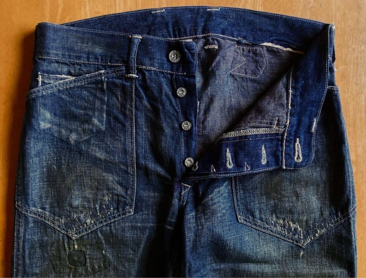 名作 RRL BOZEMAN バックルバックデニムパンツ 29 USA制 40s US ARMYモチーフ USN (ラルフローレン ビンテージ