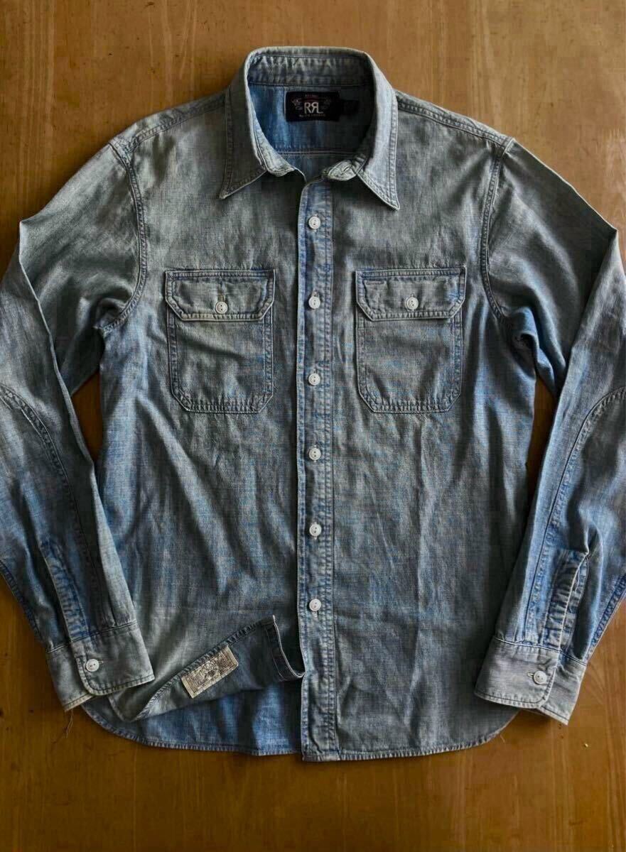 RRL キムタク著 インディゴシャンブレーワークシャツ M 天然インディゴコットン ラルフローレン（ ビンテージデニム