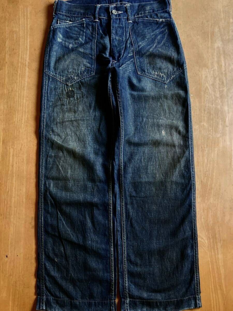 名作 RRL BOZEMAN バックルバックデニムパンツ 29 USA制 40s US ARMYモチーフ USN (ラルフローレン ビンテージ