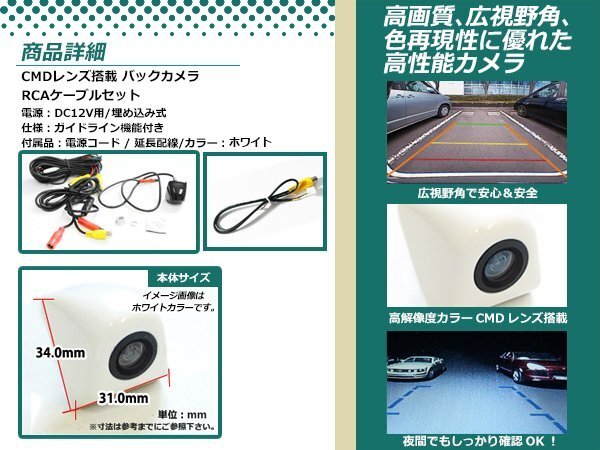 ストラーダ CN- HDS625RD 防水 ガイドライン有 12V IP67 埋め込みホワイト CMD CMOSリア ビュー カメラ バックカメラ/変換アダプタセット