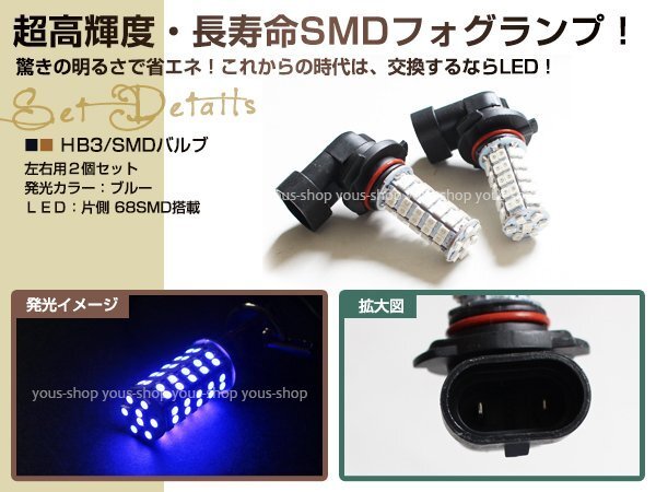 スープラ后期 JZA80 12V/24V HB3 LED ハイビーム 68連 12V ヘッドライト 純正交換 全面発光 左右2個(gè)セット バルブ ブルー