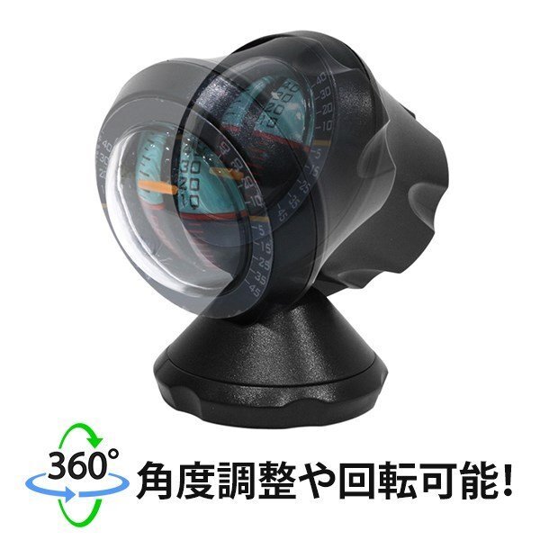 スロープ メーター バランサー ブラック 車載 傾斜計(jì) 角度 水平 計(jì)測器 コンパス ダッシュボード 簡単取付 両面テープ付 精度 ± 2-3 °